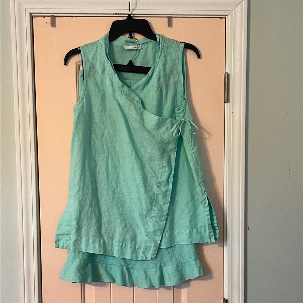 bryn Walker Turquoise Wrap Blouse and Skirt